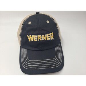 Werner Trucking Enterprises Drive Mesh Trucker Adjustable Hat Cap Black Beige